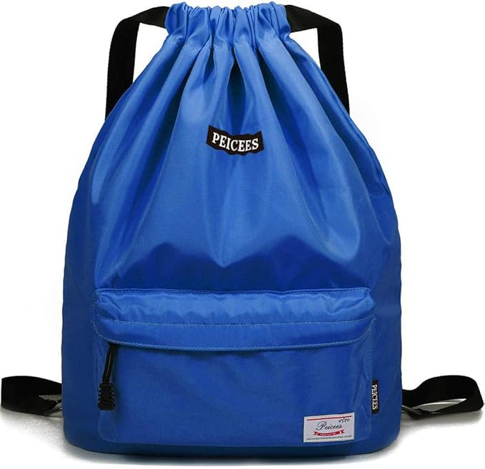Peicees Waterproof Drawstring Sport Bag Lightweight Sackpack Backpack for Men and Women