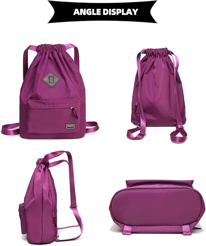 Peicees Waterproof Drawstring Sport Bag Lightweight Sackpack Backpack for Men and Women