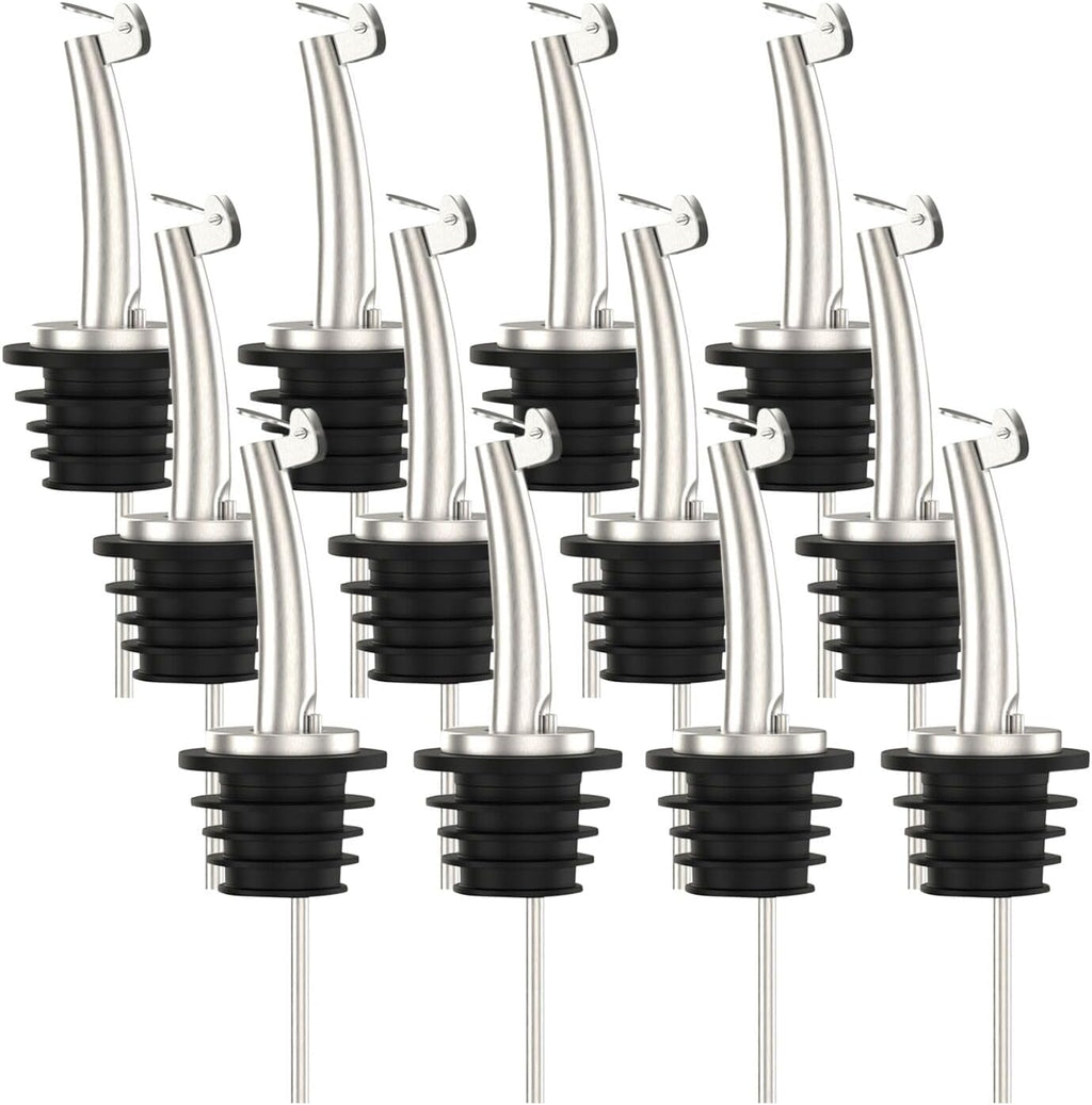20 Pcs Oil Spout Liquor Bottle Pourer Spouts Stainless Steel Speed Pour Spouts Olive Oil Dispenser Spout with Flip Top for About 3/4" Bottle Mouth
