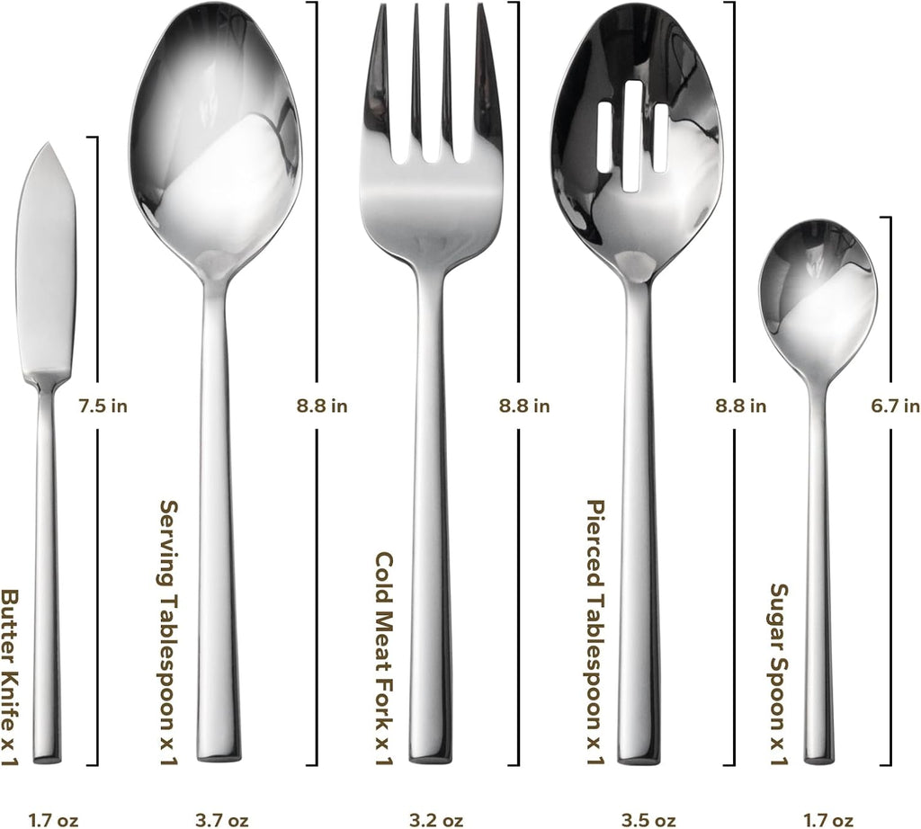 Alata Potter 45-Piece Forged Stainless Steel Flatware Set Cutlery Set,Service for 8,Silver Finish,Dishwasher Safe