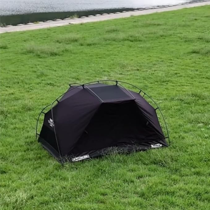 Crab 2 Person Double Layer Black Canvas Cotton Tent, Portable Breathable Easy Set Up Backpacking Tent