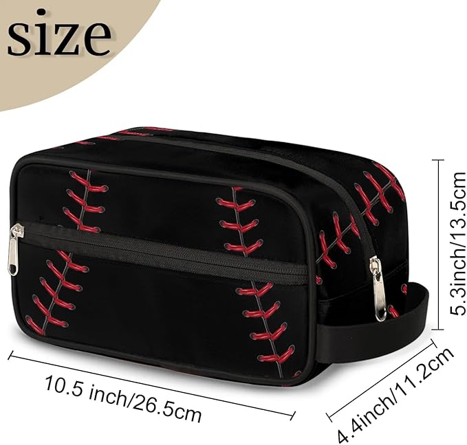 Boys Toiletry Bag for Kids Dopp Kit Waterproof Baseball Theme Hanging Wash Bag Cosmetic Bag Medicine Bag for Travel Sports Shower Essential