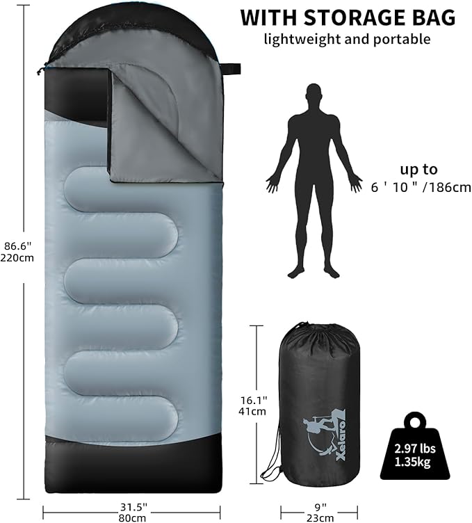 Sleeping Bags for Adults Kids - 3 Season Cold&Warm Weather Waterproof Camping Sleeping Bags - Lightweight Sleeping Bags for Camping Hiking Outdoor Travel
