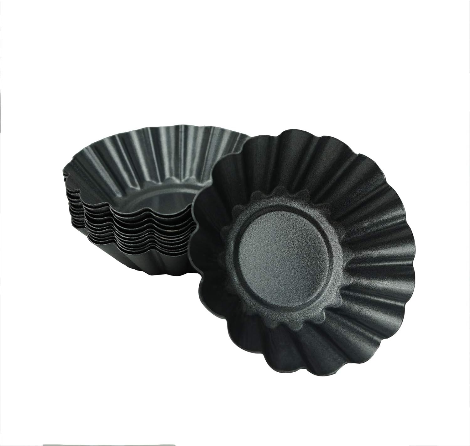 12 Pack Egg Tart Pan, Non-stick Carbon Steel Tartlet Tins, Mini Pie Mould, Muffin Cupcake Pudding Baking Cup Maker - for Pies, Chinese Egg Tart, Cakes (Big Size 3"x 0.9")