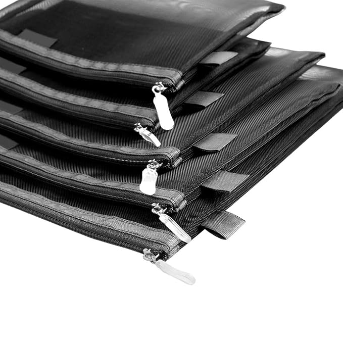 Clear Cosmetic Bags Zip Makeup Mesh Bags Pencil Case Pouch Travel Toiletry Kit Set Storage Case (Black)