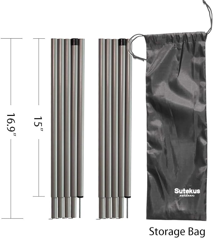 Sutekus Steel Rod Tent Pole Replacement Accessorie 2pc/Set Adjustable Bars