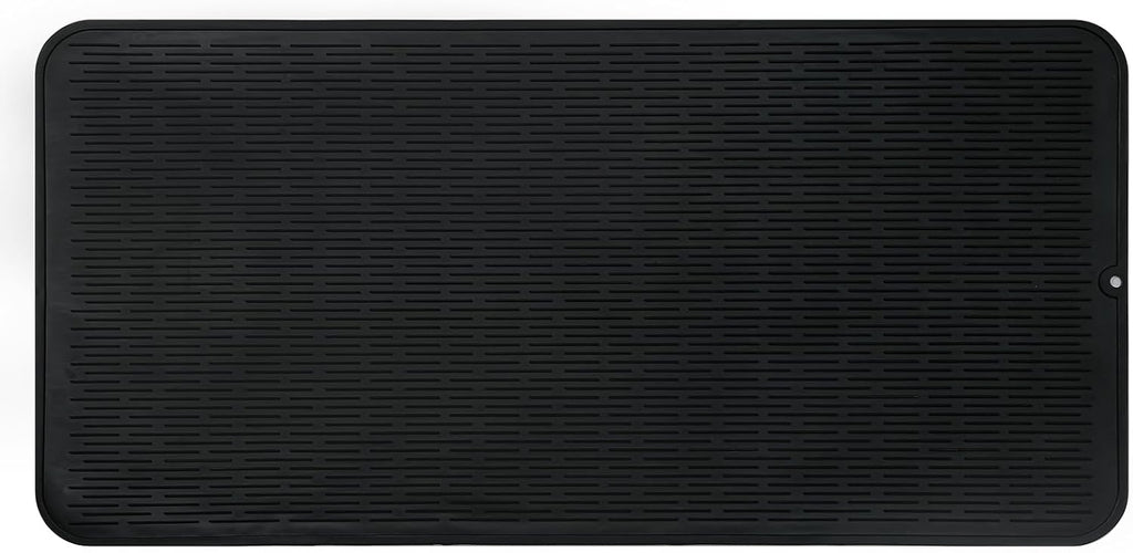 Silicone Dish Drying Mat for Multiple Usage,Easy clean,Eco-friendly,Heat-resistant Silicone Mat for Kitchen Counter or Sink,Refrigerator or Drawer Liner Black 5XL 36inches x 18inches