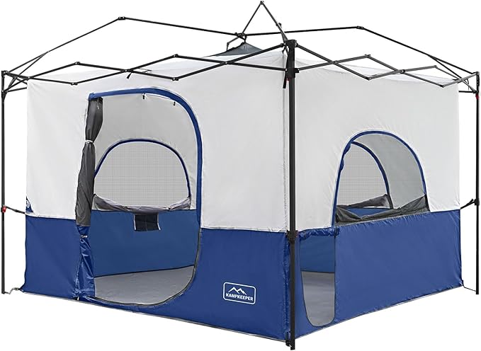 KAMPKEEPER Camping Cube, Converts 10'x10' Straight Leg Canopy into Inner Pop Up Tent, with 1 Dog Hole–Fully Vented Roof(Canopy & Frame NOT Included), Navy Blue