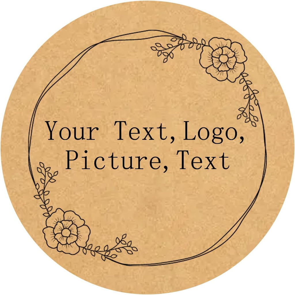 Custom Stickers Kraft Paper Labels Personalized Withe Text, Business Logo Customized Food Jars Labels Bakery Label Sticker Package Favor Canning Circle 100pcs (Style 13)