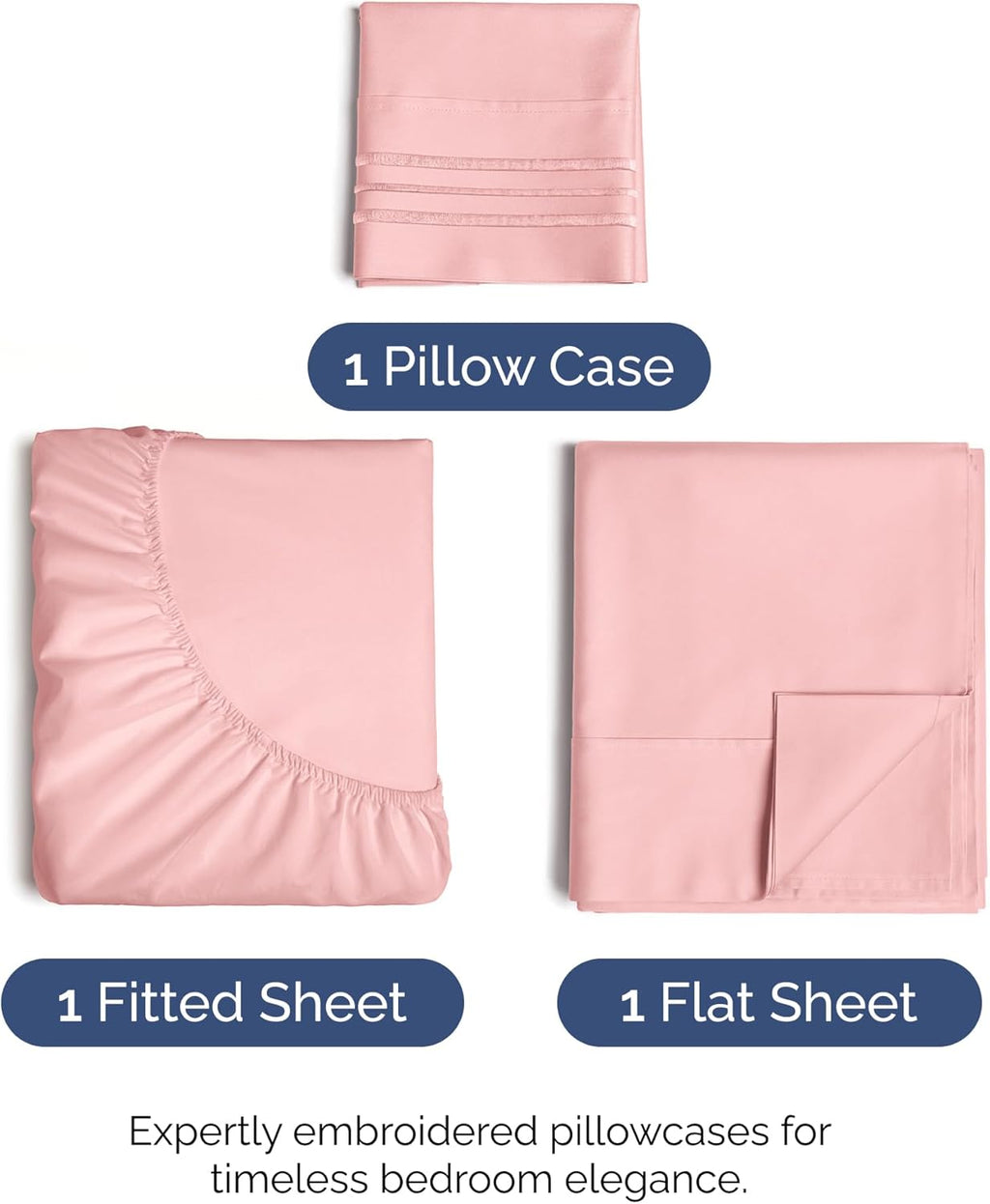 Twin Size 3 Piece Sheet Set - Comfy Breathable & Cooling Bed Sheets Set - Hotel Luxury Bedding for Women, Men, Kids, Teens, Boys & Girls - Deep Pockets, Ultra-Soft, Wrinkle Free - Oeko-Tex - Baby Pink