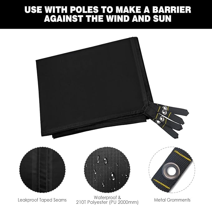 Gold Armour Tent Footprint, Camping Tarp Waterproof Ultralight - 84x60in | 84x84in | 84x96in | 82x106in | 120x108in | 120x120in | 120x144in Floor and Ground Tarps for Camping Hiking (Black 82x106in)