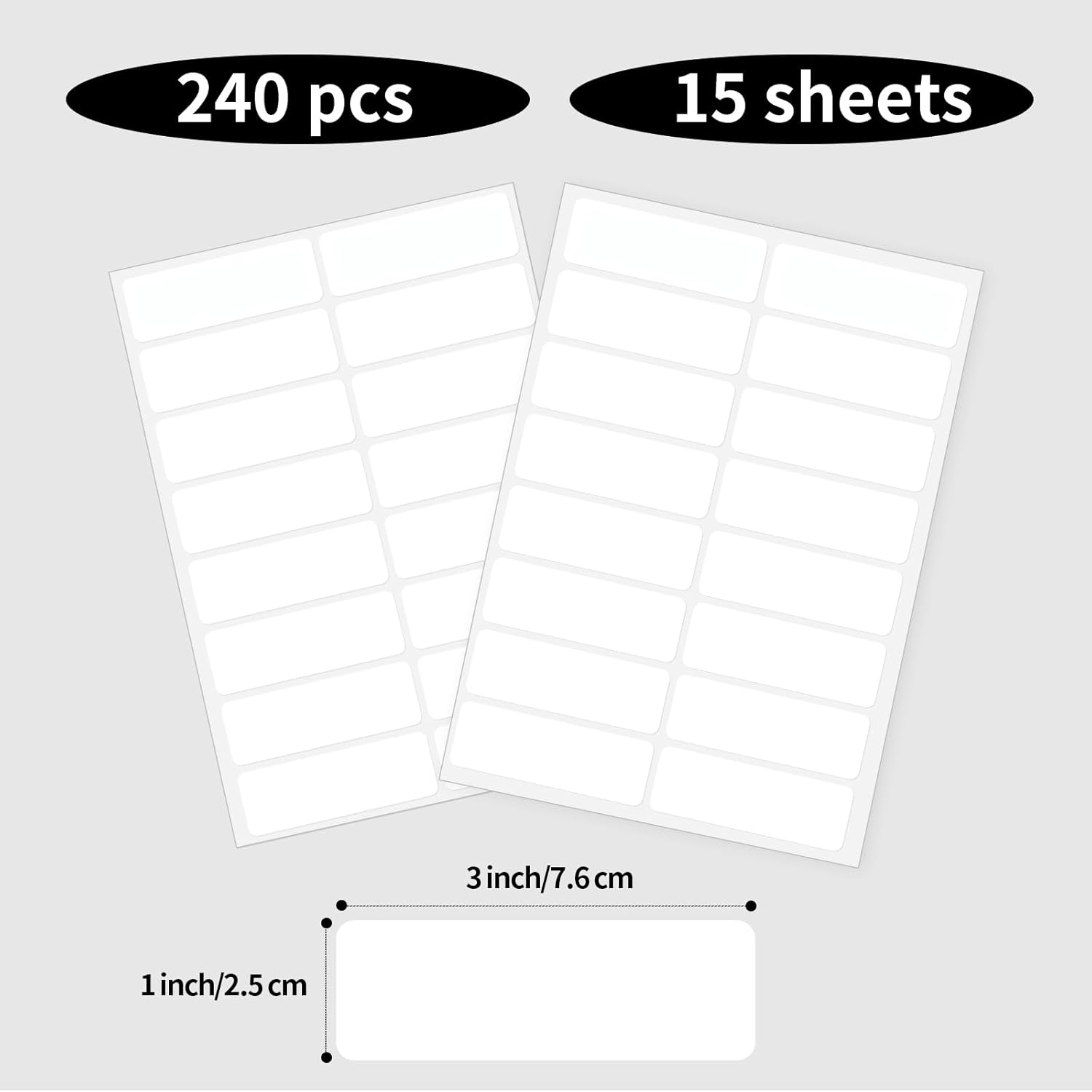 Blank Removable Labels, 1x3 Inch White Freezer Labels for Food Containers, Freezer Label to Write on/Waterproof/Easy Peel Off (240Pcs)