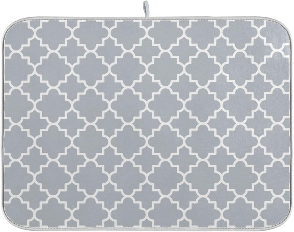 Senya Super Absorbent Dish Drying Mat, Microfiber Fast-Drying Dish Mat, 24'' x 18'', Kitchen Dish Drying Pad, Grey Moroccan, g295080429p523c558s1114