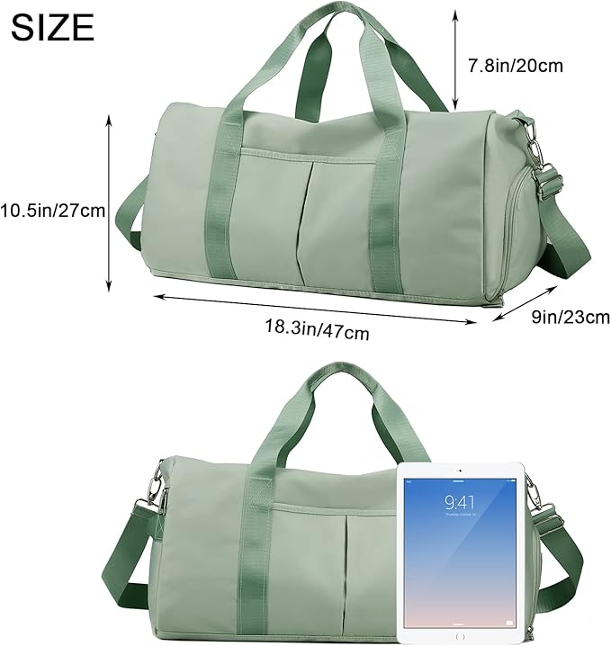 Forestfish Sports Gym Bag Travel Duffel Bag with Dry Wet Pocket & Shoes Compartment for Women and Men (Green)