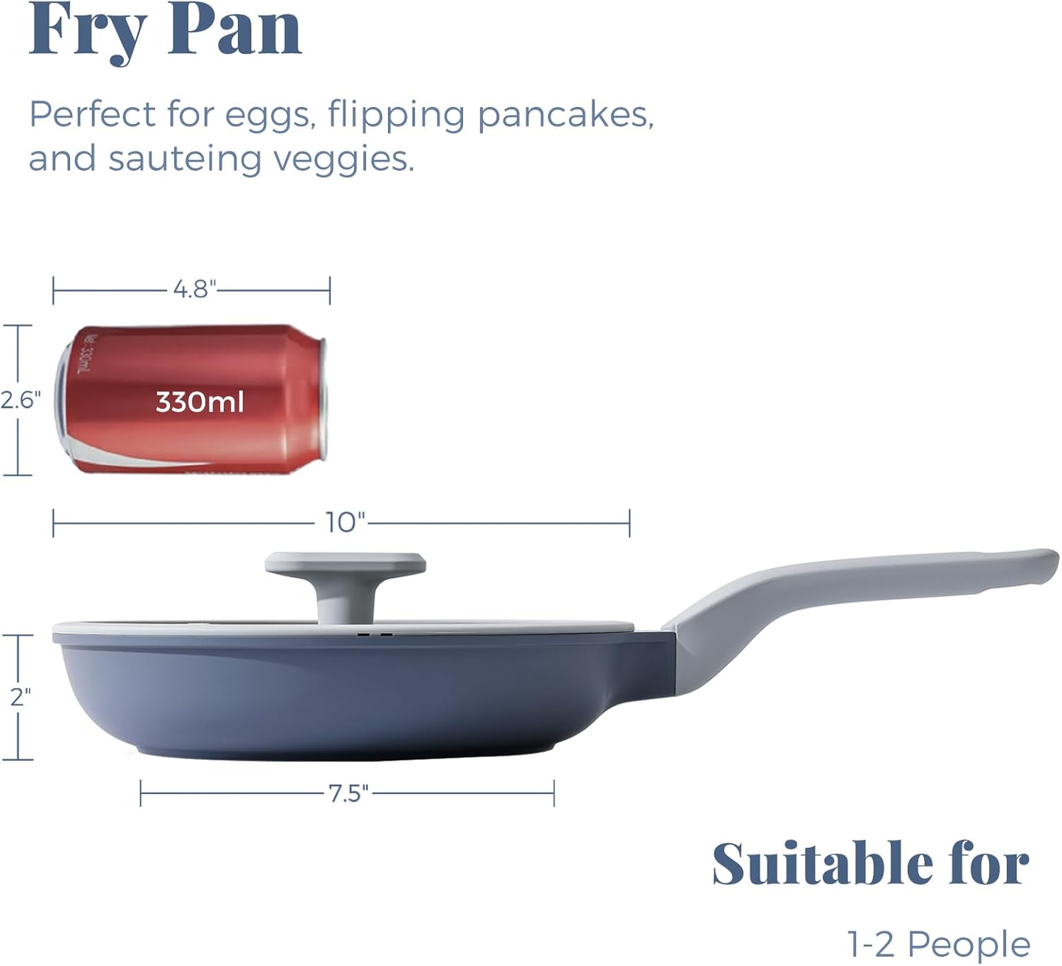 Nonstick Ceramic Frying Pan with Lid, Non Toxic Skillet, Healthy Egg & Omelet & Chef's Skillet, PTFE PFOA & PFAS Free, Induction Compatible. (10Inch W/L)