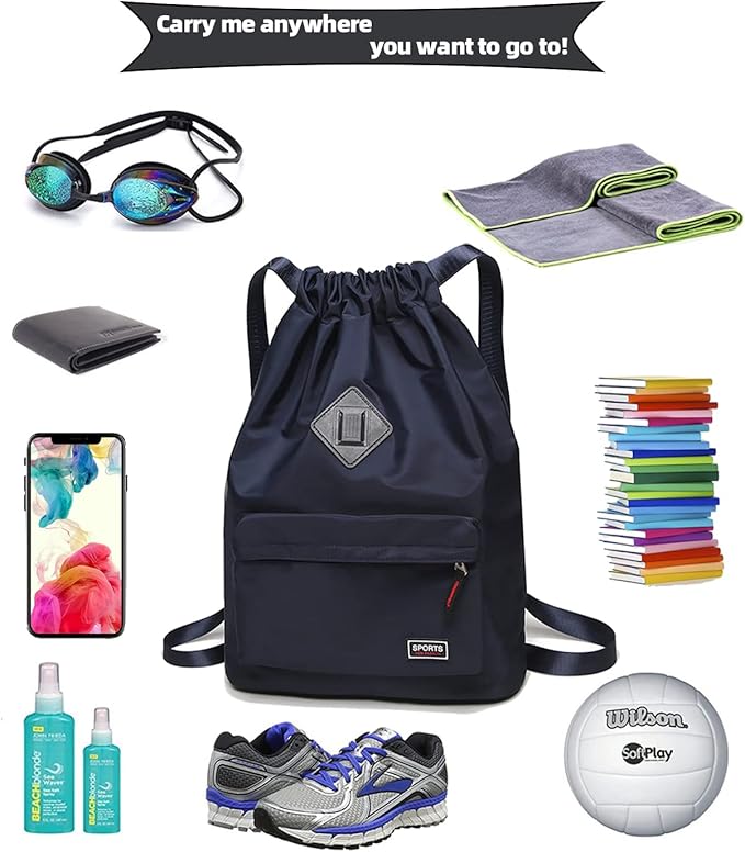 Peicees Waterproof Drawstring Sport Bag Lightweight Sackpack Backpack for Men and Women