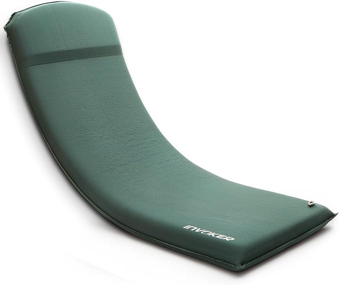 INVOKER 3.15" Self Inflating Camping Sleeping Pad, Ultra-Thick Elasticity Foam Fast Inflating 4-Season Insulated Durable Camping Mat Air Mattress with Pillow, for Tent, Car, Camping, Traveling, Green