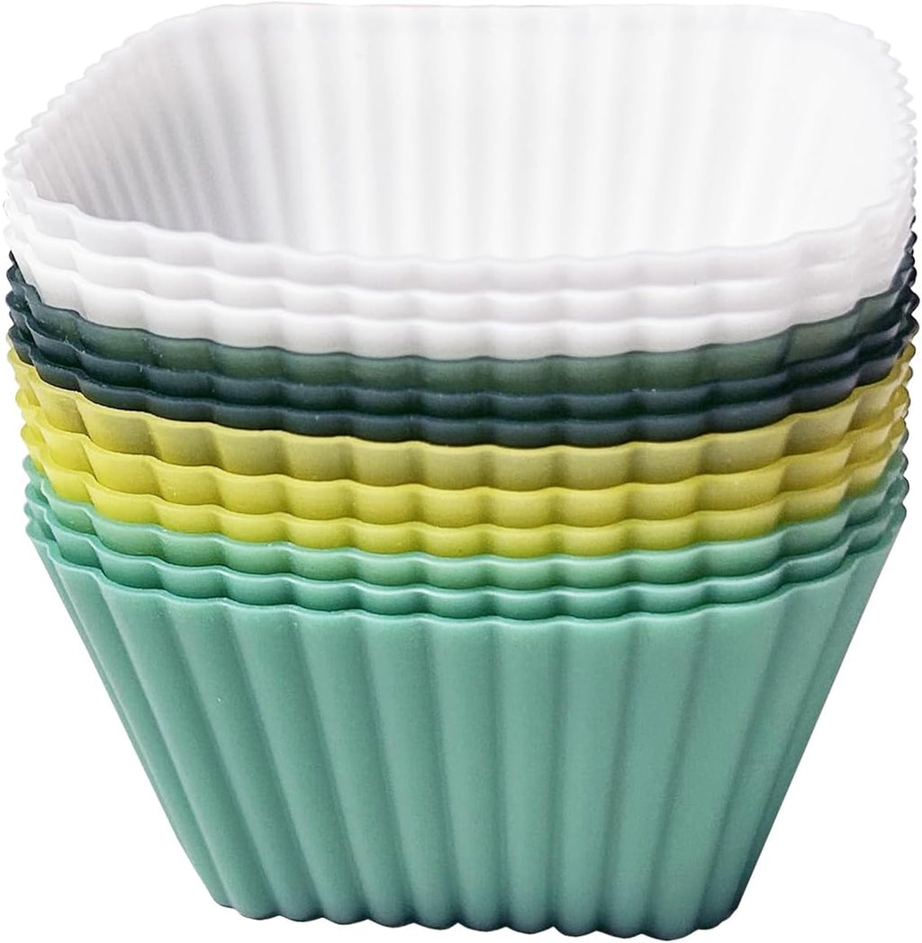 Silicone Muffin Cups Baking Cupcake Liners Square Non-stick Cake Molds Bento Lunch Box Dividers