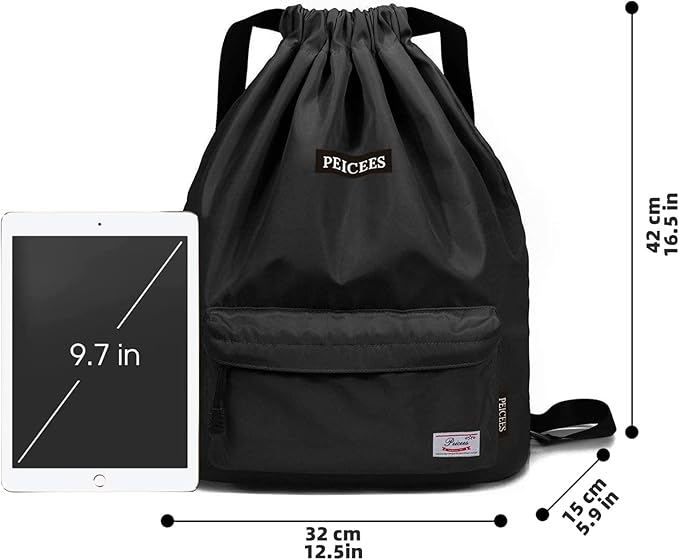 Peicees Waterproof Drawstring Sport Bag Lightweight Sackpack Backpack for Men and Women