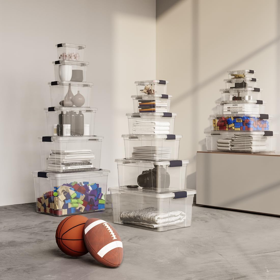 Superio Clear Storage Boxes with Lids, 20 Quart Plastic Container Bins for Organizing, Stackable Crates, BPA Free, Non Toxic, Odor Free, Organizers for Home, Office, School, and Dorm