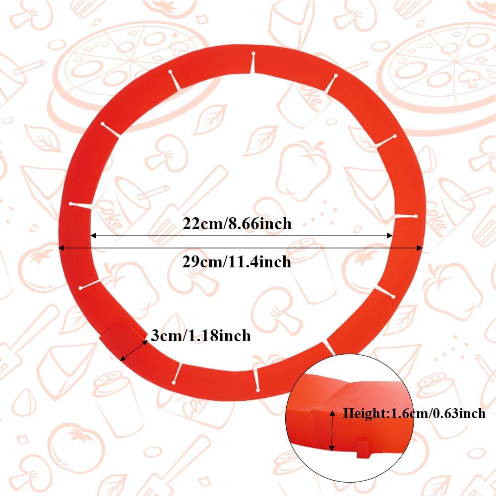 Adjustable Pie Crust Shields, Silicone Baking Protectors, Cover Ring Tools Fits 8-11.4 Inch Pies, Baking Pie Pizza Crust Shield Protector Cover for Edges ﻿ (Red)