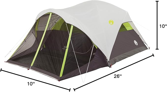 Coleman Steel Creek 6-Person Tent with Screened Porch & Integrated Rainfly, Weatherproof Tent with Screen Room Sets Up in Minutes, Fits Queen-Size Airbed