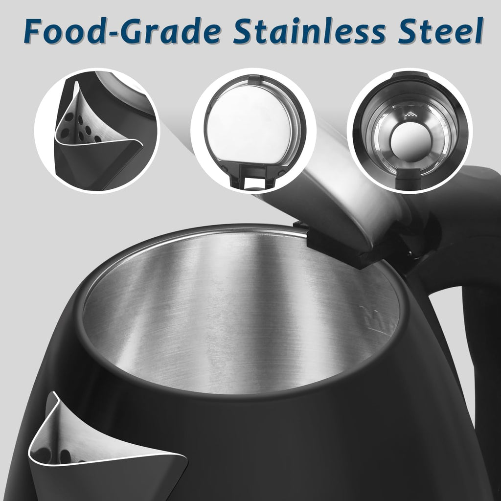 TOPWIT Electric Kettle, 2.0L Hot Water Kettle Electric, BPA-Free Stainless Steel Tea Kettle, Electric Kettles for Boiling Water with Fast Boil, Auto Shut-Off & Boil Dry Protection, Black