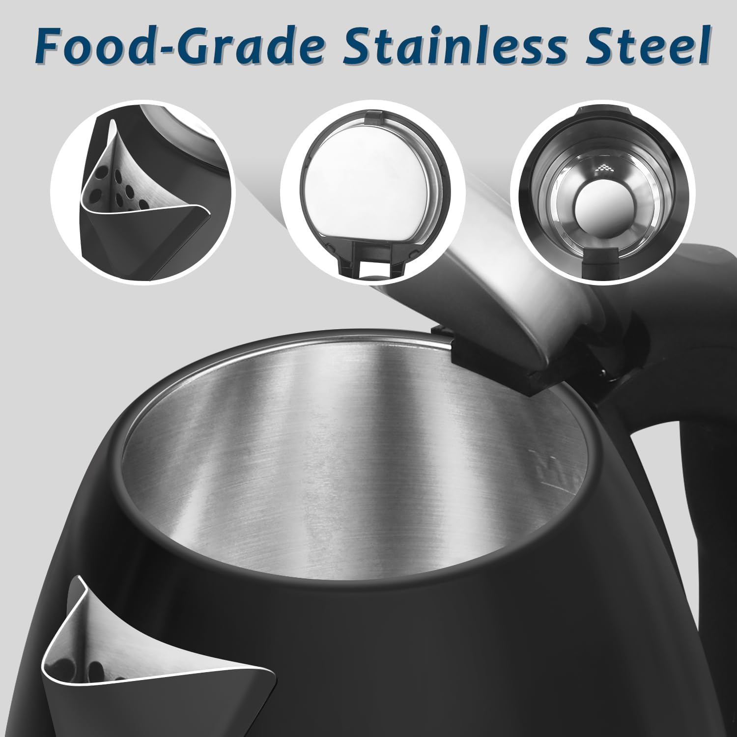 TOPWIT Electric Kettle, 2.0L Hot Water Kettle Electric, BPA-Free Stainless Steel Tea Kettle, Electric Kettles for Boiling Water with Fast Boil, Auto Shut-Off & Boil Dry Protection, Black