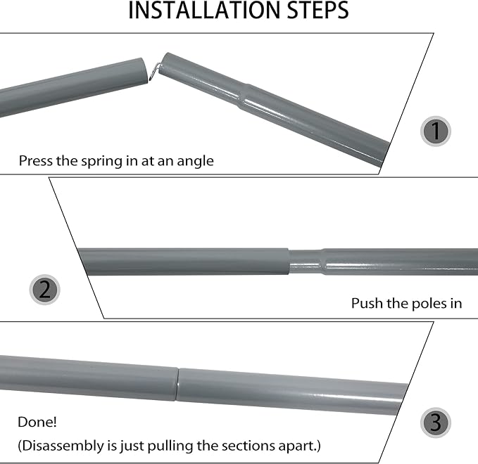 Sutekus Steel Rod Tent Pole Replacement Accessorie 2pc/Set Adjustable Bars