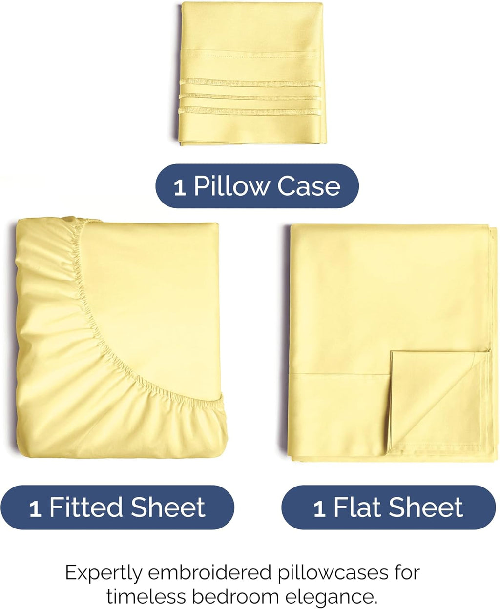 Twin XL Size 3 Piece Sheet Set - Comfy Breathable & Cooling Bed Sheets Set - Hotel Luxury Bedding for Women, Men, Kids, Teens, Boys & Girls - Deep Pockets, Ultra-Soft, Wrinkle Free - Oeko-Tex - Yellow