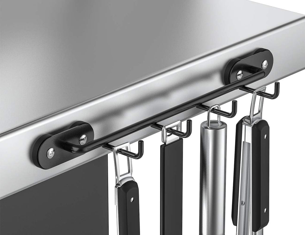 Skyflame Magnetic BBQ Tool Rack - Universal Metal Fridge Organizer Grill Cutlery Holder Towel Hanger - 4 Hooks Storage for Hanging Kitchen Utensils Smoker Tools & Other Accessories, 12" Long