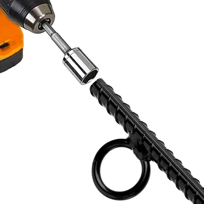 ZOOFOX 12 Pack 17 Inch Black Ground Anchor, Heavy Duty Steel Rebar Stakes with Loop, Reusable Tent Stakes for Outdoor Camping