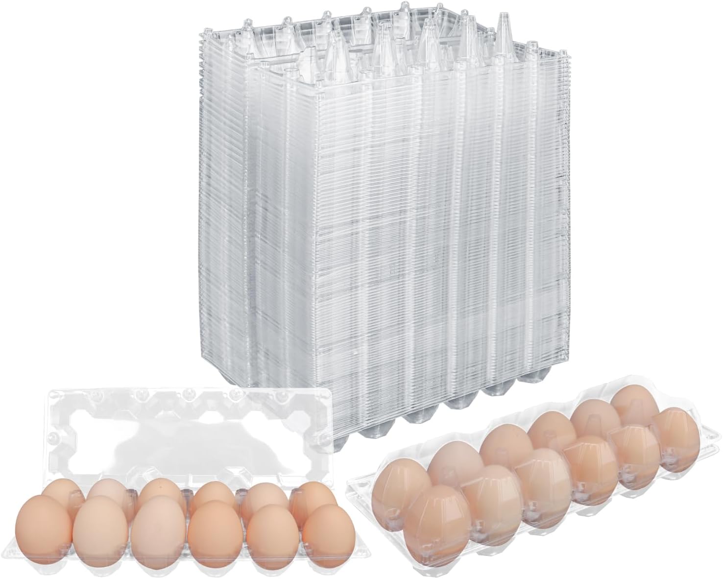 120 Pack Bulk Egg Cartons, Clear Plastic Chicken Egg Holders, Egg Tray Carton Holder for Home & Kitchen, Farm & Market Use, An Eco-Friendly Egg Storage Solution, 12 Grids