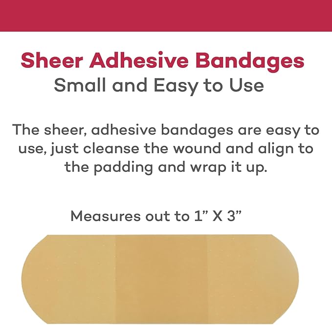 Dealmed Sheer Plastic Flexible Adhesive Bandages – 100 Count (24 Pack) Bandages with Non-Stick Pad, Latex Free, Wound Care for First Aid Kit, 1" x 3"