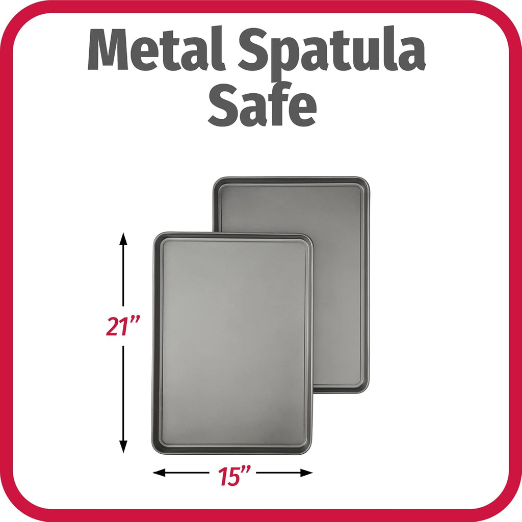 GoodCook Everday Nonstick Carbon Steel 15” x 21” Baking Sheet Set, 2 Pack – Extra-Large Carbon Steel Cooking Pans, Bakeware Set, Cookie Sheets for Baking, Oven Pan Set