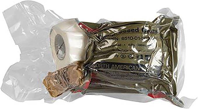 North American Rescue Individual Aid Kit NAR Compact First Aid with Compressed Gauze, Petrolatum Gauze, ETD, Gloves, Surgical Tape (85-0404)