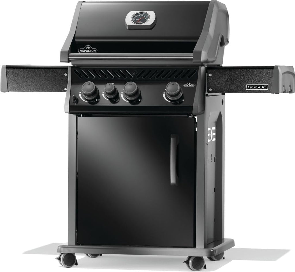 Napoleon Rogue 425 Propane Gas Grill with Range Side Burner, Black, 3 Stainless Steel Main Burners, Durable Grilling Power