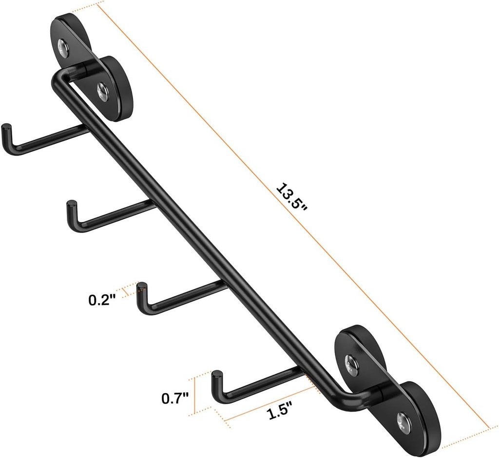 Skyflame Magnetic BBQ Tool Rack - Universal Metal Fridge Organizer Grill Cutlery Holder Towel Hanger - 4 Hooks Storage for Hanging Kitchen Utensils Smoker Tools & Other Accessories, 12" Long