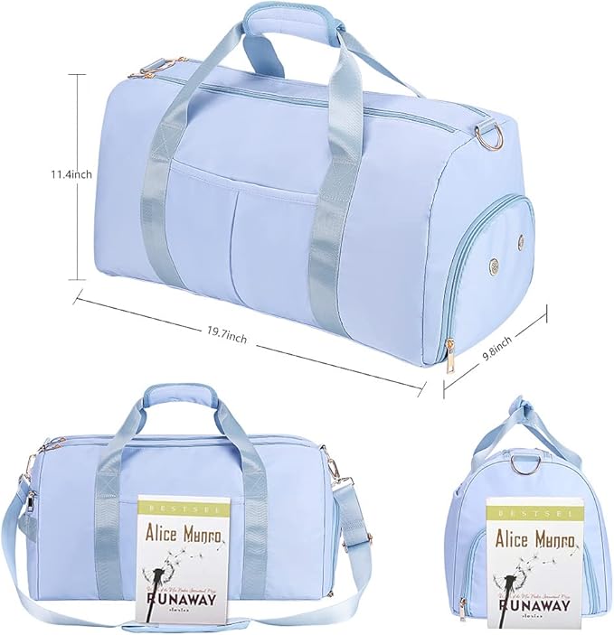 ICEIVY Gym Duffle Bag Dry Wet Separated Gym Bag Sport Duffle Bag Training Handbag Yoga bag with Extra Drawstring Backpack for man and women (Blue-Upgrade) Large