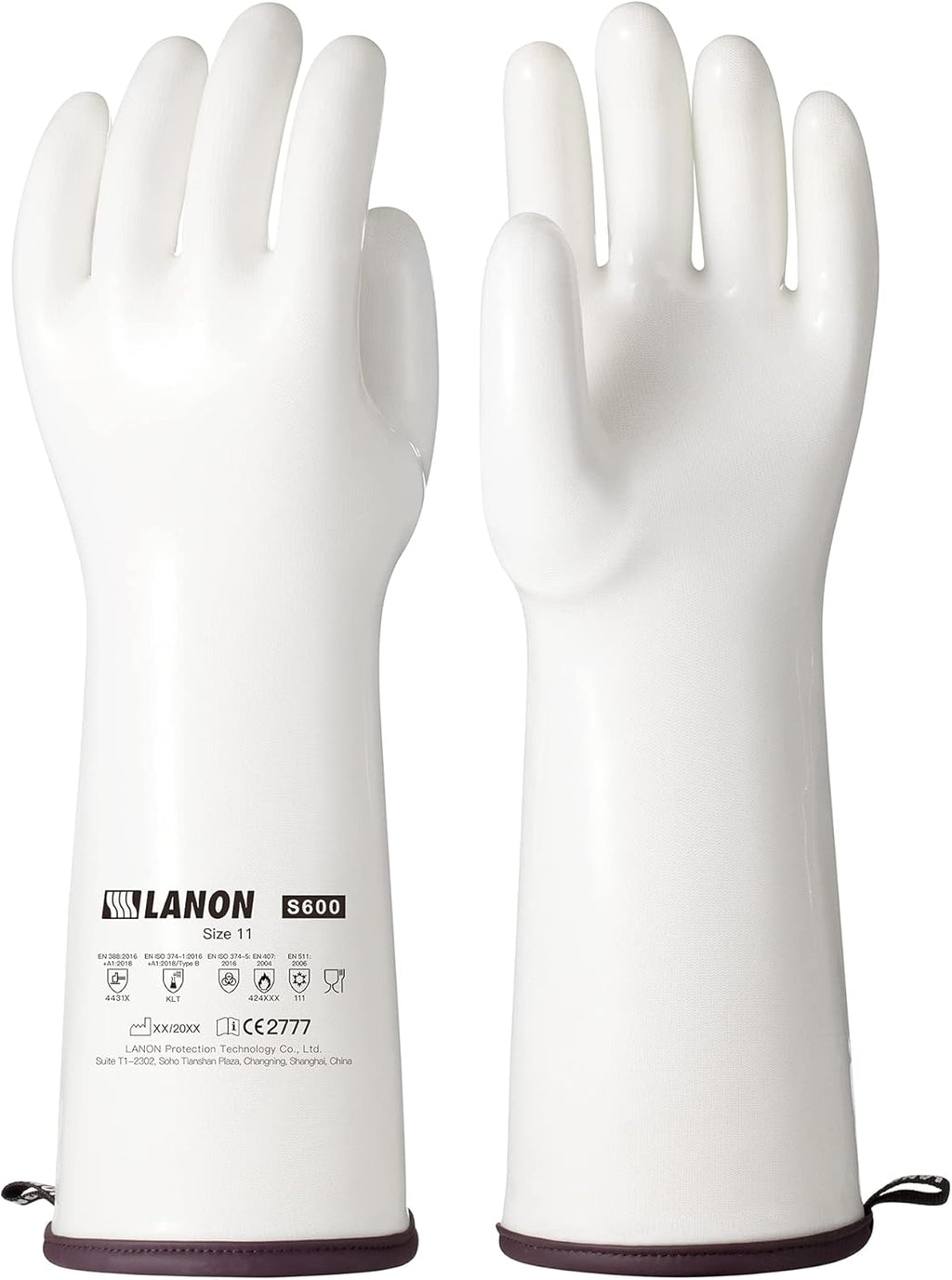 LANON 15" Liquid Silicone Heat Resistant Oven Gloves, Food Grade, CoralAir Liner, Waterproof, Extra Long, XXL