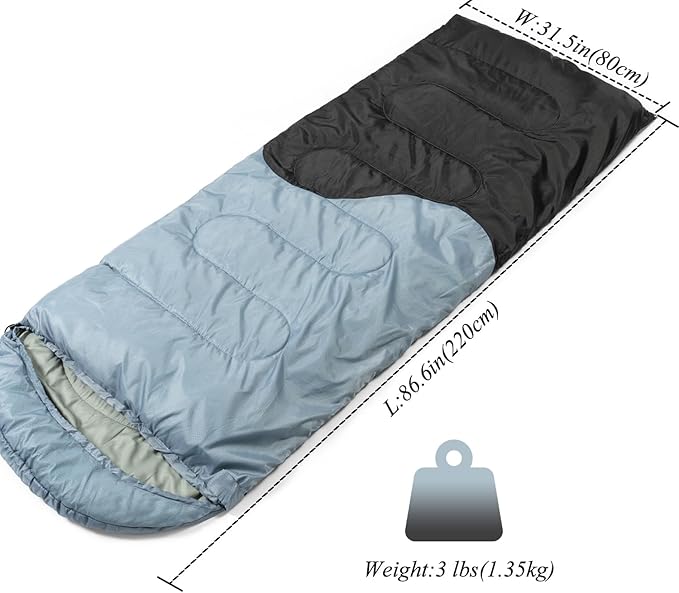 Sleeping Bag - 3 Seasons for Adults Kids Boys Girls Camping Hiking - Warm Cold Weather Lightweight Portable with Compression Bag for Backpacking in Spring, Summer, Fall and Winter