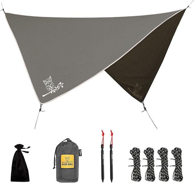 Hammock Tarp - Rain Tarp for Camping Hammock Tent 11 x 9 ft-Camping Gear Must Haves w/Easy Set Up Including Tent Stakes and Carry Bag