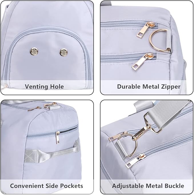 ICEIVY Gym Duffle Bag Dry Wet Separated Gym Bag Sport Duffle Bag Training Handbag Yoga bag with Extra Drawstring Backpack for man and women (Grey-Upgrade) Large