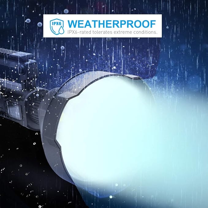 Super Bright Rechargeable Spotlight, Handheld Tactical Flashlight 4 Modes High Power Portable Waterproof LED Searchlight USB Output P90 Camping Torch for Outdoor (P90-Large Size)