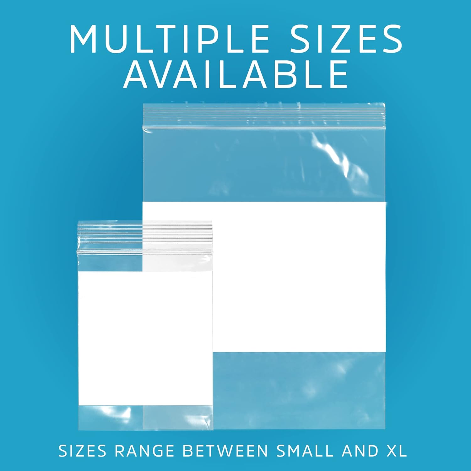 12" x 12" Large Zip Bags, 2 Mil Thick Clear Plastic Reclosable Zipper Lock Bags with Write-on White Block, with Resealable Zip Top Lock for Food Storage & Office Supplies, 1000 Count