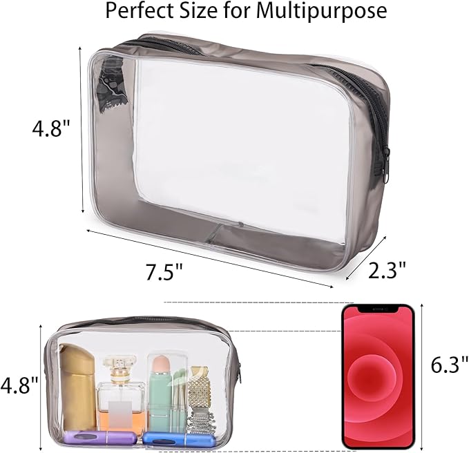 Tbestmax 10 Pack Clear Cosmetic Bags Makeup Bags Portable Waterproof TSA Approved Travel Toiletry Bags Organizer