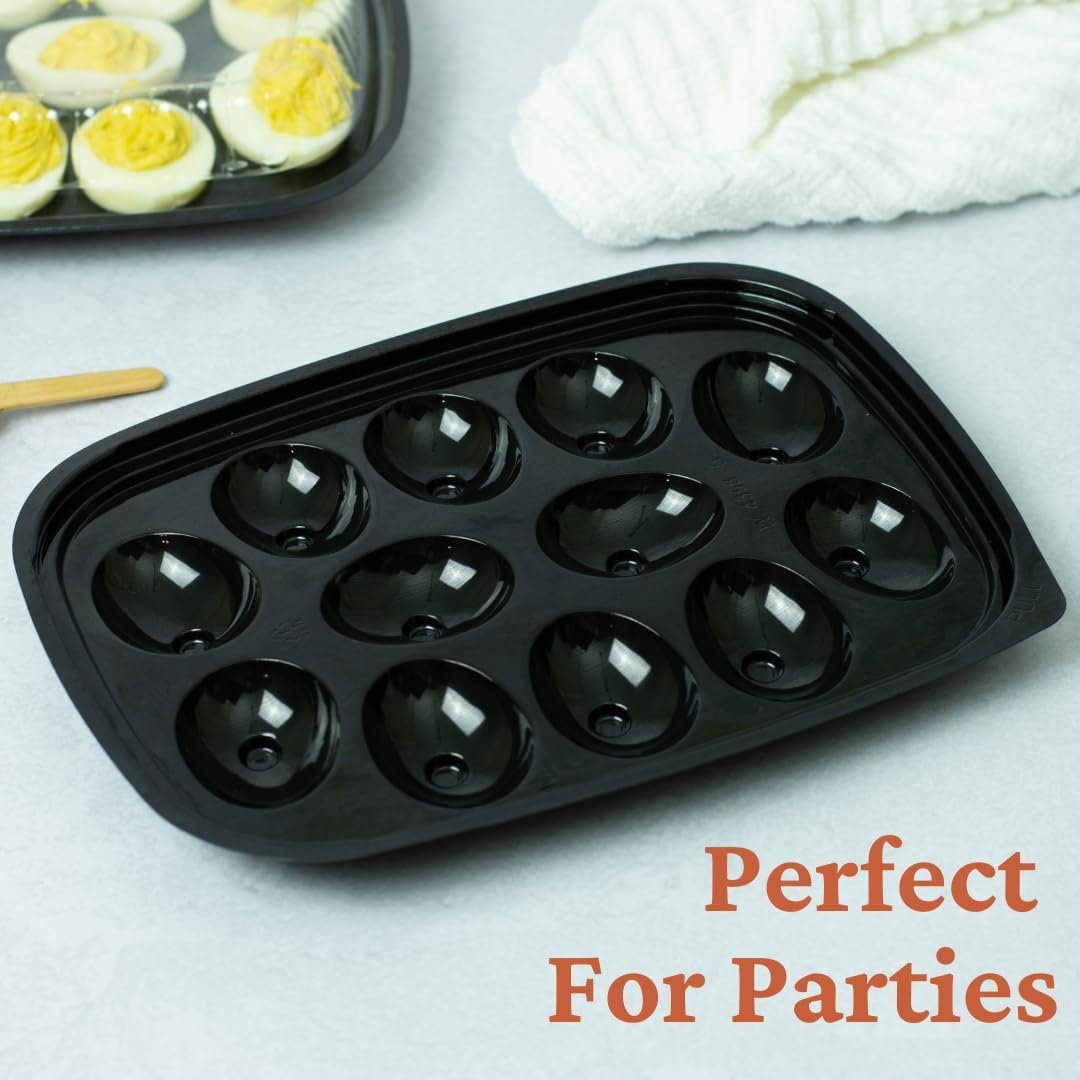 16 Pack - Disposable Deviled Egg Containers with Lid – Plastic Deviled Egg Trays – For 12 Egg Halves