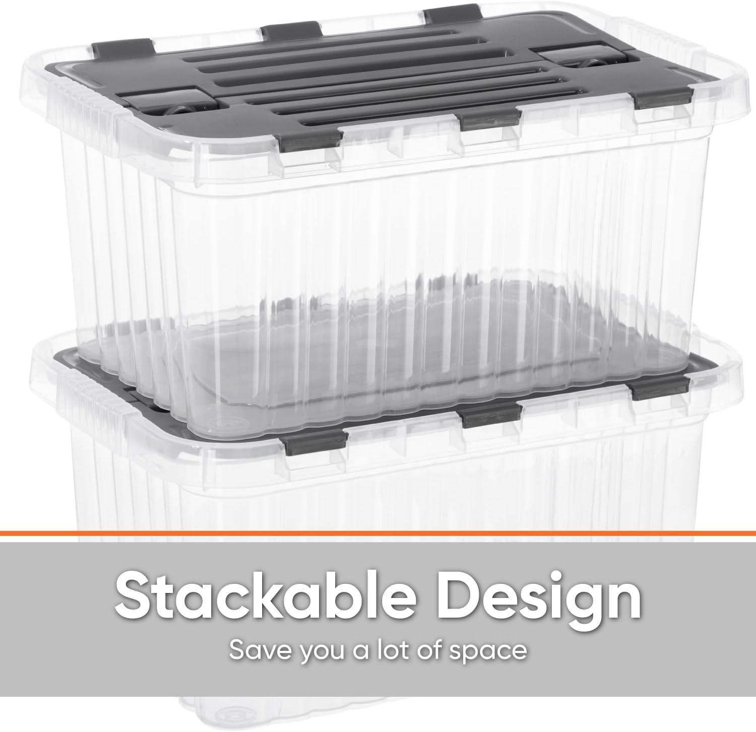 Superio Storage Bins with Lids, Clear Plastic Containers for Organizing, Stackable Totes, BPA Free, Odor Free, Organizer Boxes for Home, and Dorm (2 Pack, 20.25"x14"x10.5")