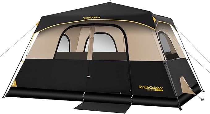 FanttikOutdoor Camping Tent 4/6/8/10 Person Instant Cabin Tent Setup in 60 Seconds with Rainfly & Windproof Portable with Carry Bag for Family Camping & Hiking