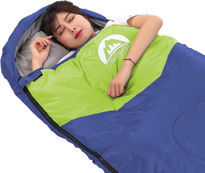 SWTMERRY Sleeping Bag 3 Seasons (Summer, Spring, Fall) Warm & Cool Weather - Lightweight,Waterproof Indoor & Outdoor Use for Kids, Teens & Adults for Hiking and Camping